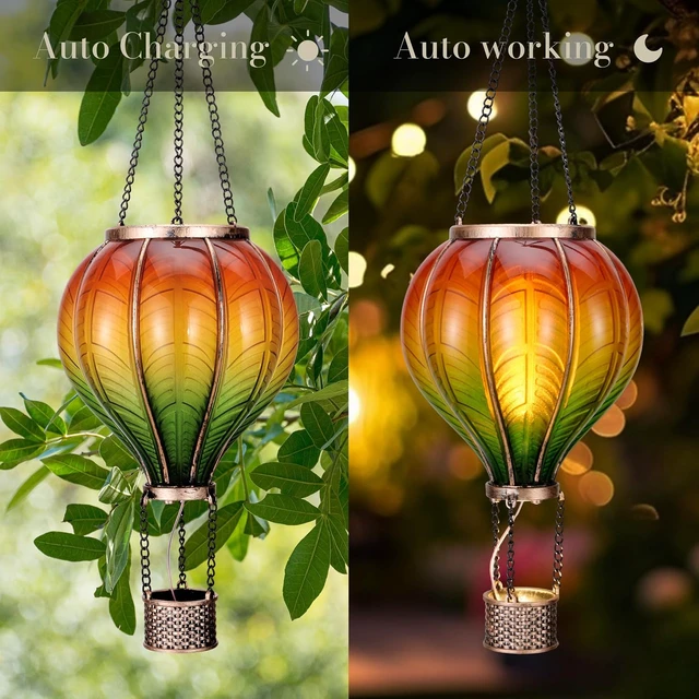 Alt view image 5 of 7 - 2 Pack 17.7 Inch Hot Air Balloon Solar Lanterns