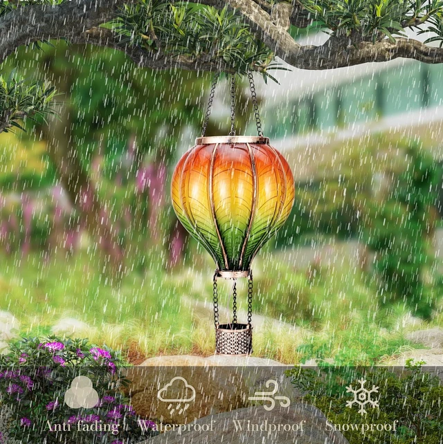 Alt view image 7 of 7 - 2 Pack 17.7 Inch Hot Air Balloon Solar Lanterns