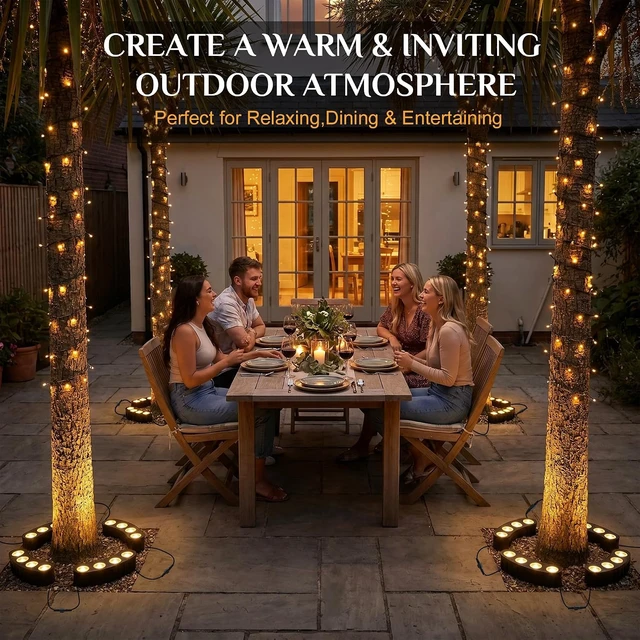 Alt view image 3 of 6 - Warm White COB LED Solar Tree Lights Outdoor Ring Uplights for Trees
