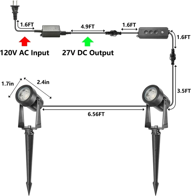 Alt view image 2 of 7 - 4 Pack Outdoor Landscape Lighting with Dusk to Dawn Sensor Controller