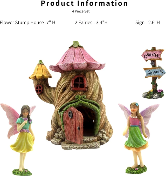 Alt view image 2 of 7 - 7 Inch Fairy Garden House Kit with Fairies for Outdoors