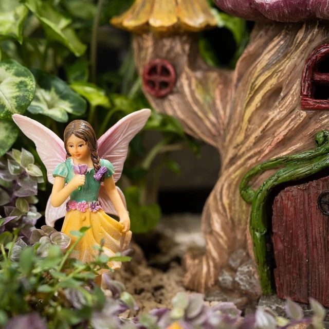 Alt view image 4 of 7 - 7 Inch Fairy Garden House Kit with Fairies for Outdoors