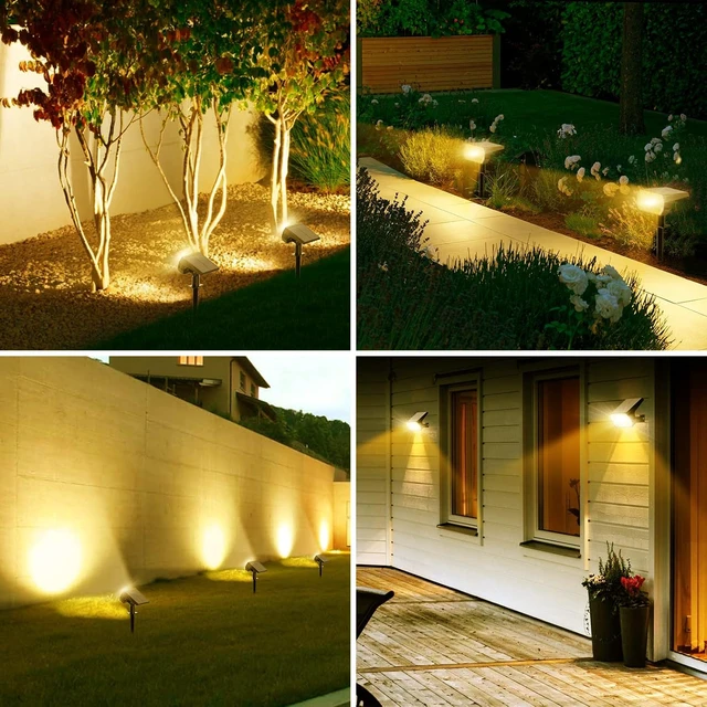 Alt view image 6 of 7 - 8 Pack IP67 Waterproof Solar Spot Lights with 75 LEDs & 4 Modes Outdoor Landscape Lights for Yard, Pathway, House & Driveway (Warm White)