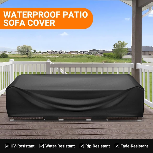 Alt view image 7 of 7 - Heavy Duty Waterproof Patio Furniture Cover Rectangle Outdoor Table & Sectional Set Cover, 128"L x 84"W x 28"H, Black