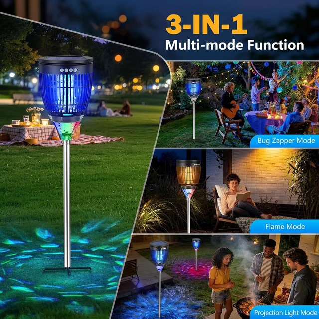 Alt view image 2 of 7 - Allin1 Solar Bug Zapper Outdoor Electric Mosquito Killer Insect Trap