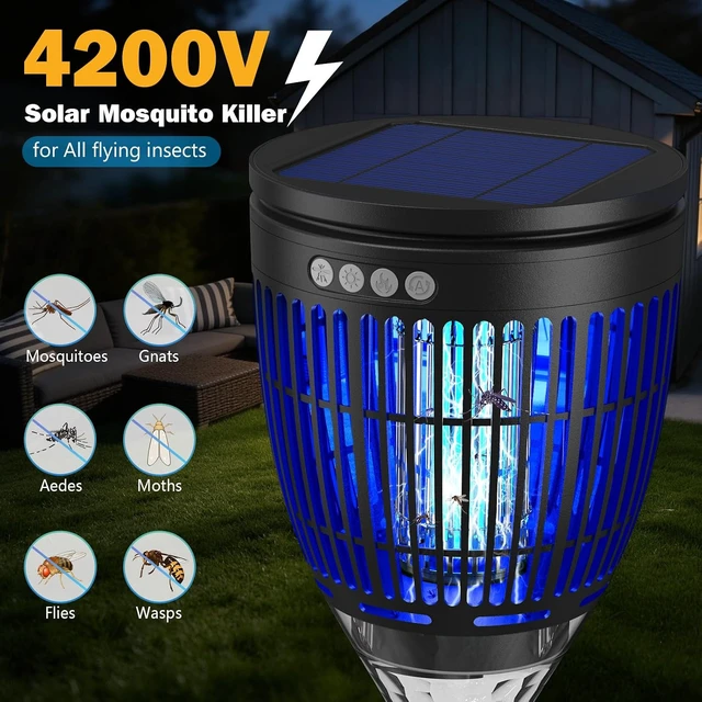 Alt view image 4 of 7 - Allin1 Solar Bug Zapper Outdoor Electric Mosquito Killer Insect Trap