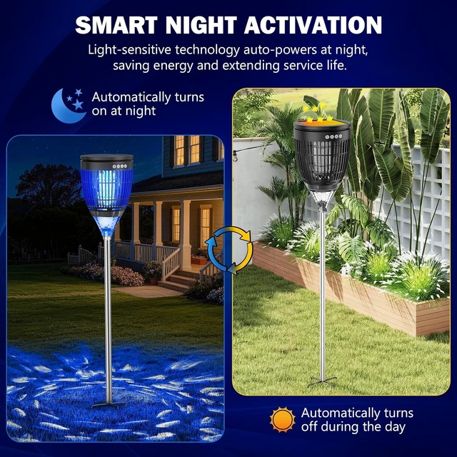Alt view image 5 of 7 - Allin1 Solar Bug Zapper Outdoor Electric Mosquito Killer Insect Trap