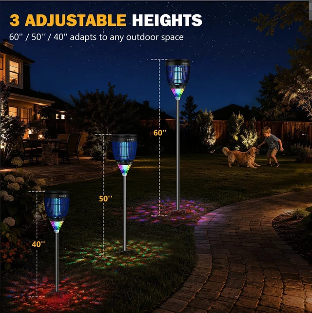 Alt view image 6 of 7 - Allin1 Solar Bug Zapper Outdoor Electric Mosquito Killer Insect Trap