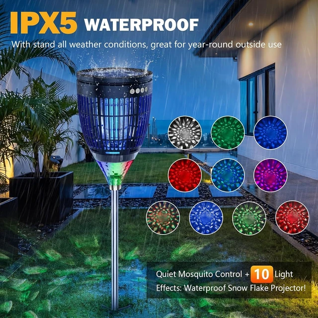 Alt view image 7 of 7 - Allin1 Solar Bug Zapper Outdoor Electric Mosquito Killer Insect Trap
