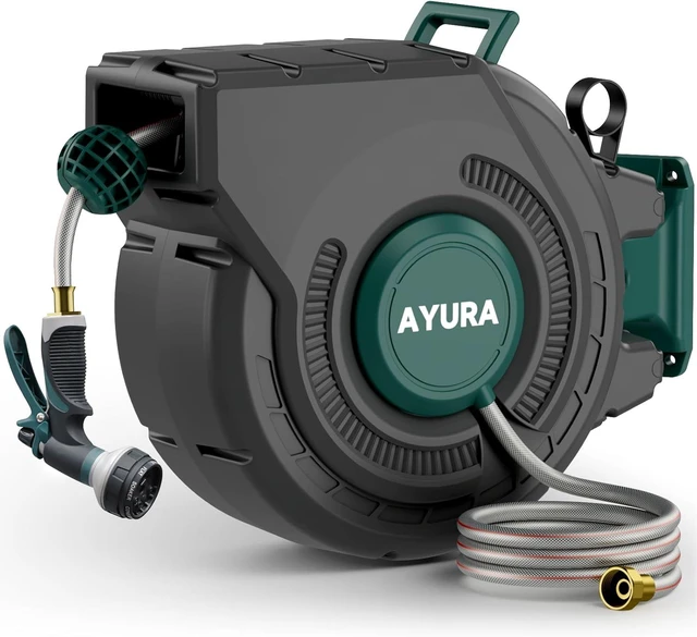 Main image of 1/2 Inch x 100 Ft Retractable Garden Hose Reel with Automatic Slow Rewind