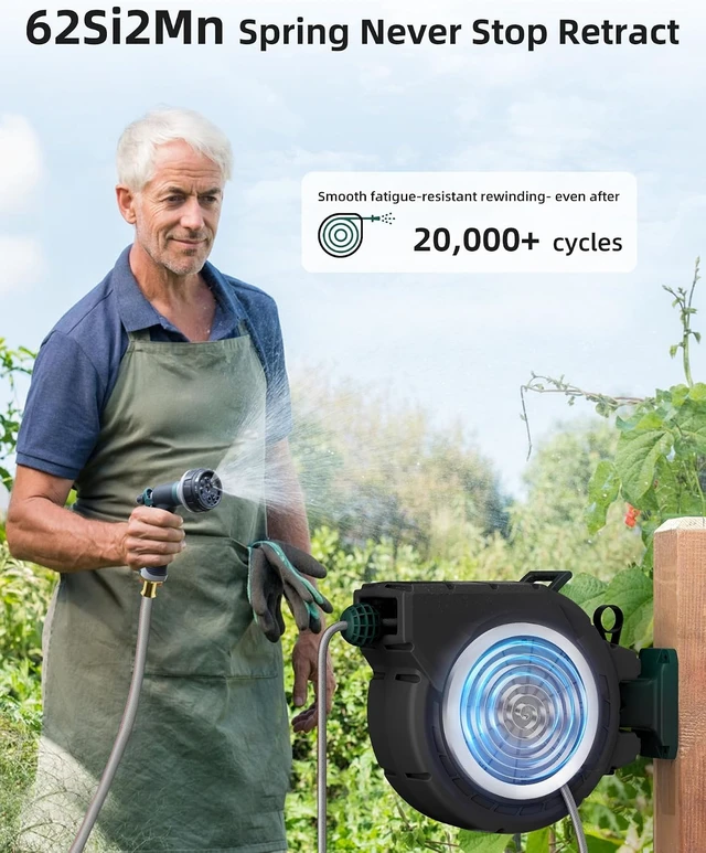 Alt view image 5 of 7 - 1/2 Inch x 100 Ft Retractable Garden Hose Reel with Automatic Slow Rewind
