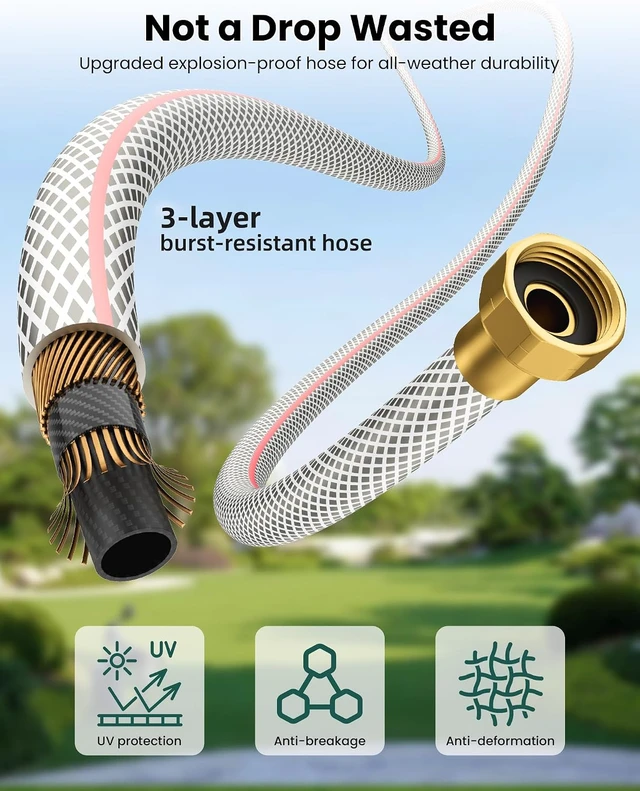 Alt view image 6 of 7 - 1/2 Inch x 100 Ft Retractable Garden Hose Reel with Automatic Slow Rewind
