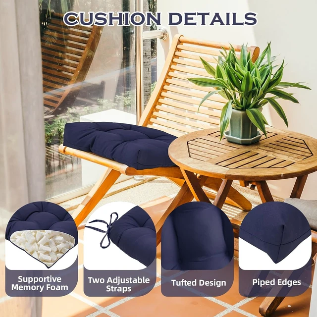 Alt view image 4 of 7 - 2 Pack Thick Tufted Waterproof Outdoor Chair Cushions, Hawaii