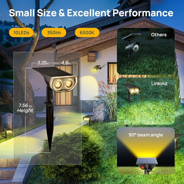 Alt view image 2 of 6 - 6 Pack Warm White Waterproof Solar Spotlights Dusk to Dawn Outdoor