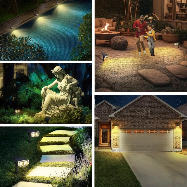 Alt view image 6 of 6 - 6 Pack Warm White Waterproof Solar Spotlights Dusk to Dawn Outdoor