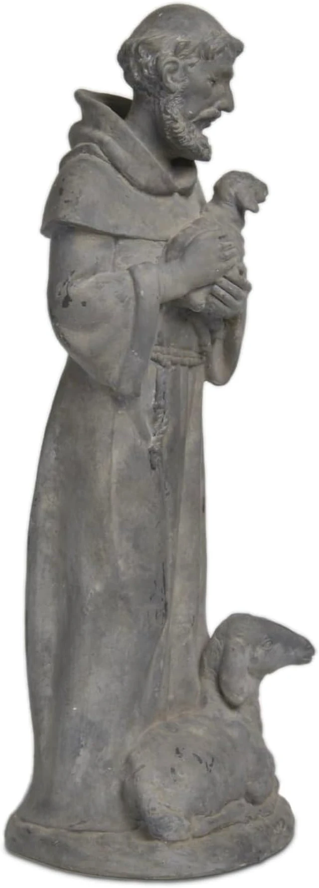 Alt view image 2 of 7 - 15.2 Inch Vintage St Francis Garden Statue Resin Patron of Animals Figurine with Sheep for Garden Decor