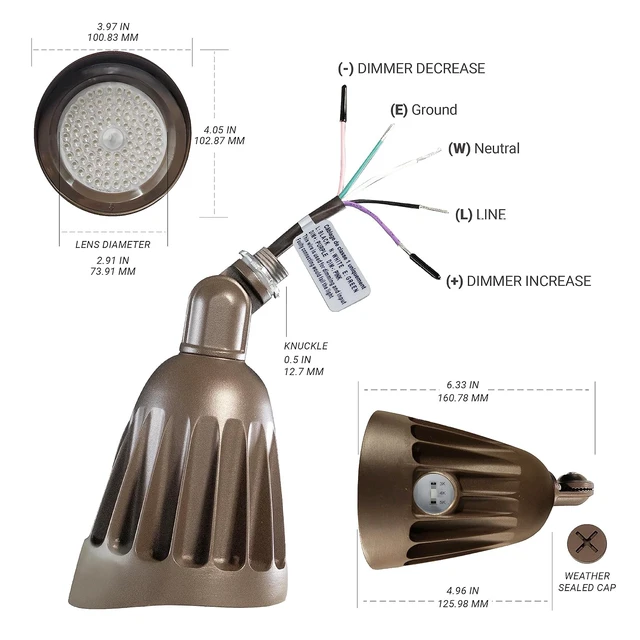 Alt view image 5 of 7 - Bronze 25W LED Bullet Spot Light for Outdoor Landscapes, CCT 30K-50K