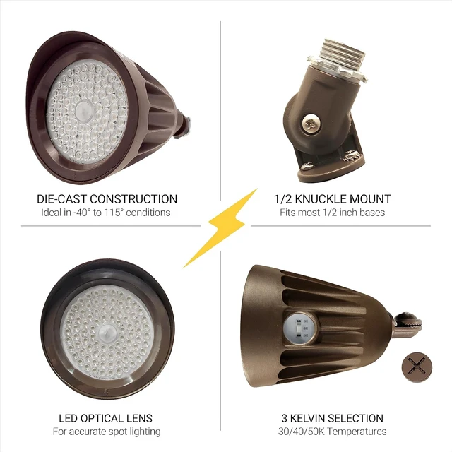 Alt view image 6 of 7 - Bronze 25W LED Bullet Spot Light for Outdoor Landscapes, CCT 30K-50K