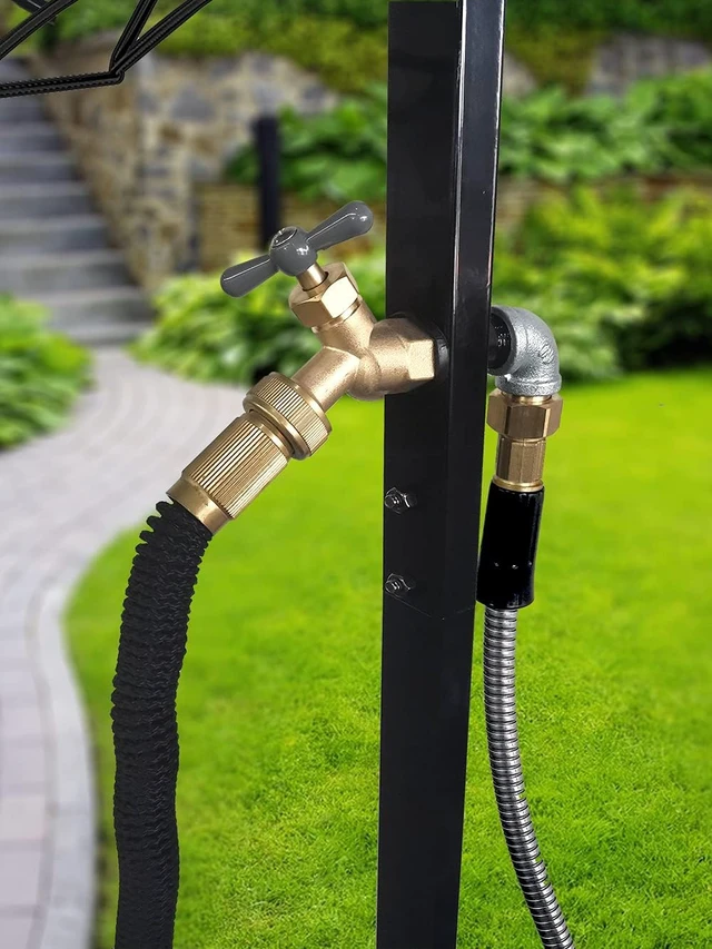 Alt view image 3 of 7 - Freestanding Garden Hose Holder Stand with Brass Spigot Faucet