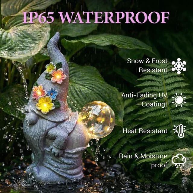 Alt view image 5 of 7 - Funny Solar Garden Gnome Statue Outdoor Light Decoration