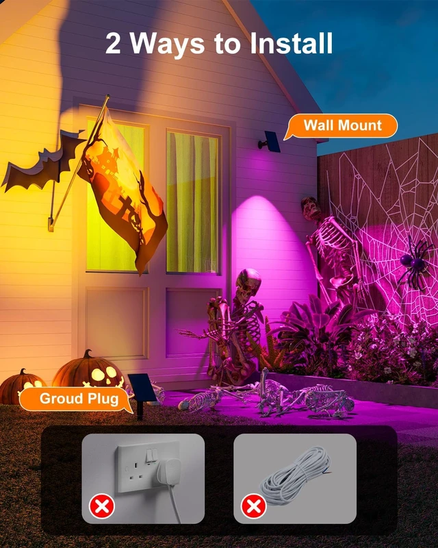 Alt view image 7 of 7 - 6 Pack Color Changing Solar Powered LED Spot Lights Halloween Decorations