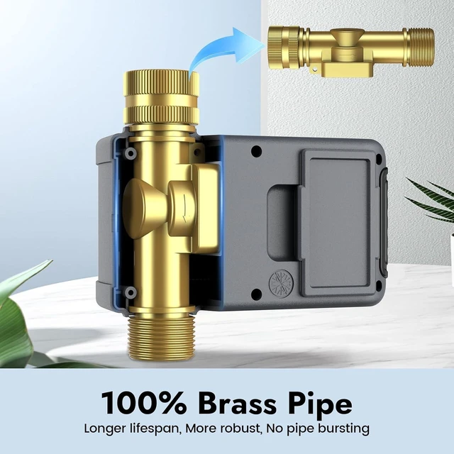 Alt view image 2 of 7 - Programmable Garden Water Timer with 100% Metal Pipe Sprinkler Controller for Faucet with Auto/Manual/Rain Delay Modes, for Lawn, Yard & Outdoor Plants