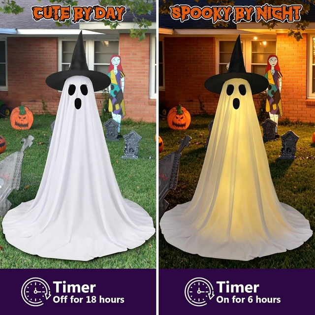 Alt view image 7 of 7 - 2 Pack 5 Ft Lighted Ghost Decorations with Remote Halloween
