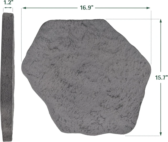 Alt view image 6 of 6 - Set of 4, 16x17 Dark Gray Fiberclay Stepping Stone Pavers Faux Stone Outdoor Garden Pathway with Repeatable Pattern