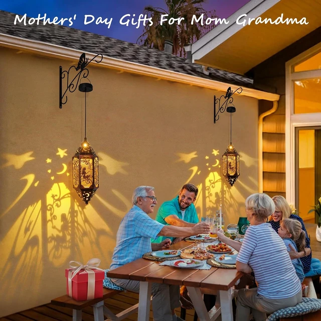 Alt view image 2 of 7 - 2 Pack 12.4" Moon Solar Lanterns Waterproof Outdoor Lights for Balcony, Backyard & Porch, Garden Gift for Mom & Grandma (2Pack, Red Copper)