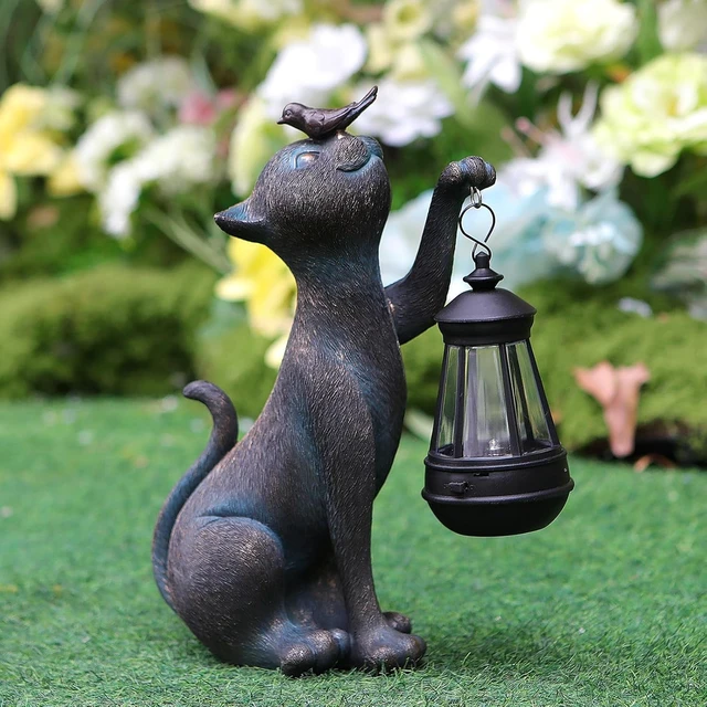 Alt view image 3 of 7 - Solar Outdoor Cat Statues Garden Decor