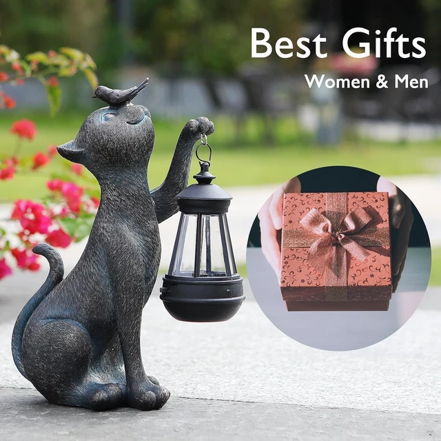 Alt view image 7 of 7 - Solar Outdoor Cat Statues Garden Decor