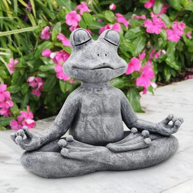 Main image of 12.5" L x 10" H Meditating Yoga Frog Statue for Home, Garden & Gifts
