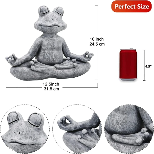 Alt view image 3 of 6 - 12.5" L x 10" H Meditating Yoga Frog Statue for Home, Garden & Gifts