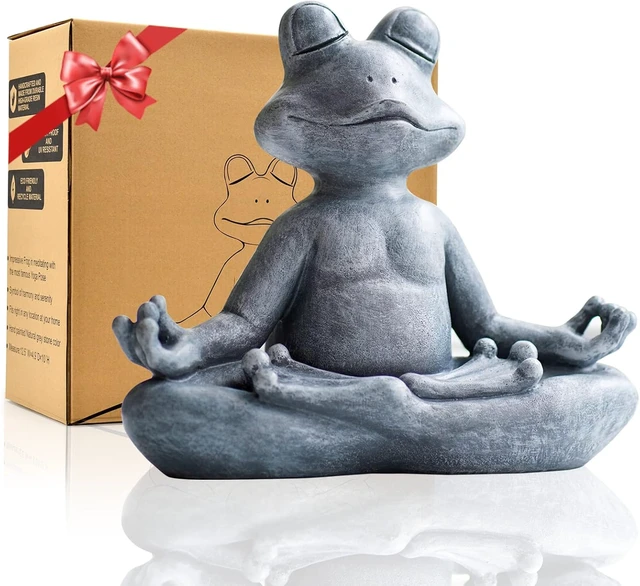 Alt view image 6 of 6 - 12.5" L x 10" H Meditating Yoga Frog Statue for Home, Garden & Gifts