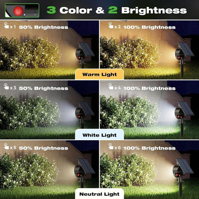 Alt view image 2 of 7 - 3 CCT Waterproof Solar Spot Lights Outdoor Landscape Spotlights