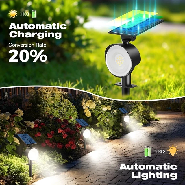 Alt view image 4 of 7 - 3 CCT Waterproof Solar Spot Lights Outdoor Landscape Spotlights