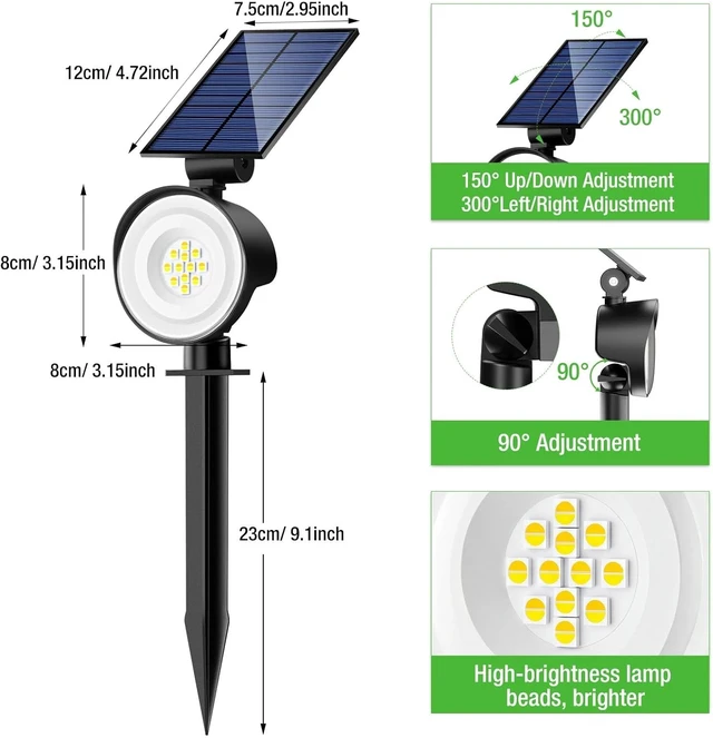 Alt view image 5 of 7 - 3 CCT Waterproof Solar Spot Lights Outdoor Landscape Spotlights