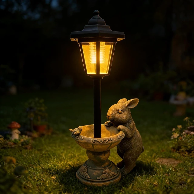 Main image of 15.8 Tall Solar Rabbit Garden Statue with Lantern Outdoor Bunny Figurine Lights for Patio, Yard & Porch, Valentine's Day Gift for Mom, Grandma & Women