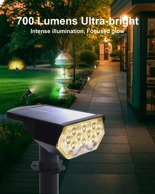 Alt view image 2 of 7 - 6 Pack IP65 Waterproof Solar Spot Lights 20 LED Warm White Dusk to Dawn Uplights for Yard, Tree, House, Garden, Wall & Pathway