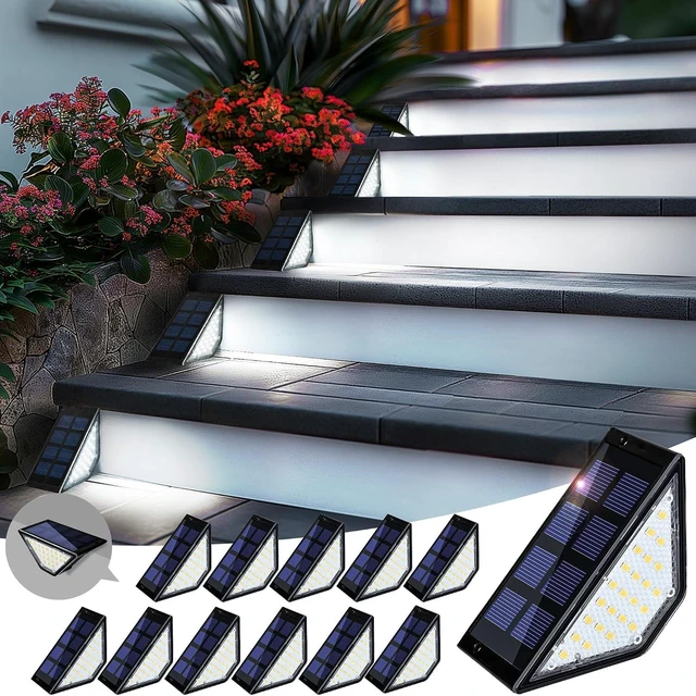 Main image of 12 Pack 24 LED Solar Step Lights IP65 Waterproof Stair & Deck Lights for Garden, Porch, Pathway, Patio & Fence (Cold White)
