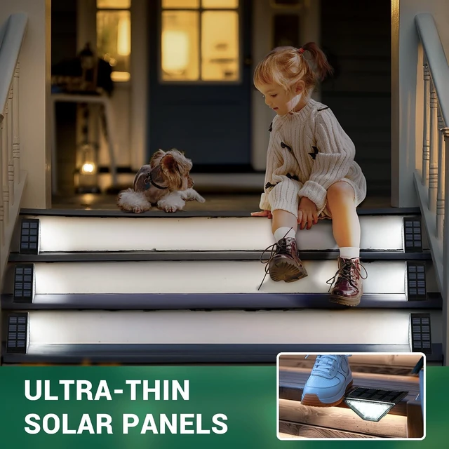 Alt view image 3 of 6 - 12 Pack 24 LED Solar Step Lights IP65 Waterproof Stair & Deck Lights for Garden, Porch, Pathway, Patio & Fence (Cold White)