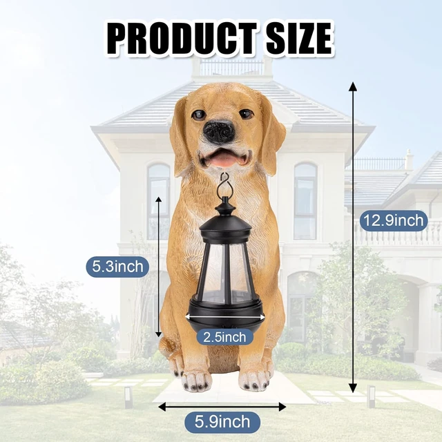 Alt view image 2 of 7 - Solar Golden Retriever Dog Statue Garden Decor with Solar Lights