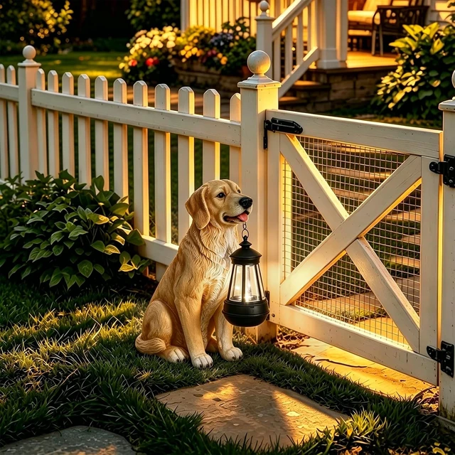 Alt view image 4 of 7 - Solar Golden Retriever Dog Statue Garden Decor with Solar Lights