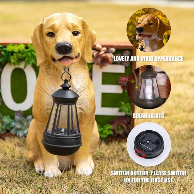 Alt view image 7 of 7 - Solar Golden Retriever Dog Statue Garden Decor with Solar Lights