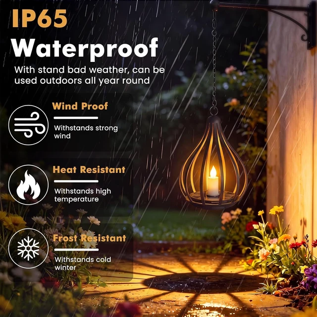 Alt view image 3 of 7 - 2 Pack Waterproof Hanging Solar Lanterns Outdoor Decor Solar Lights