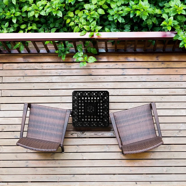 Alt view image 6 of 7 - Jardin DE Centennial Anti-Rust Cast Aluminum Outdoor Side Table Patio Coffee Bistro End Table for Indoor, Garden, Porch & Balcony (Square Black)