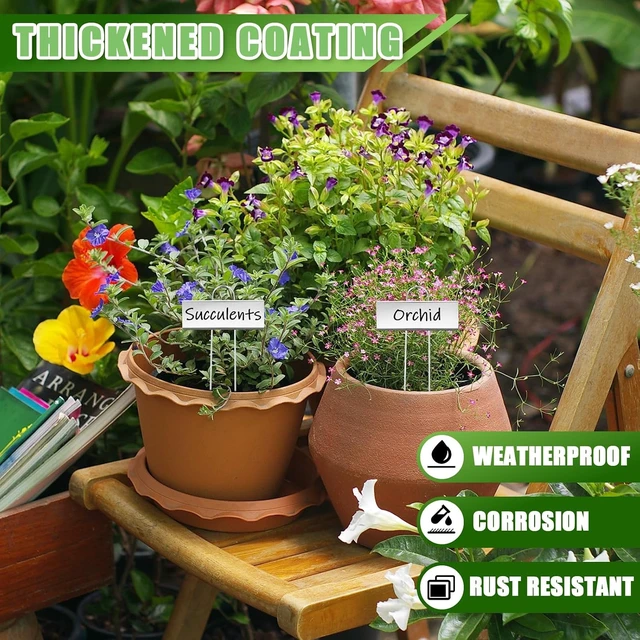 Alt view image 5 of 7 - 62 Pcs 10.6 Inch Stainless Steel Plant Labels with Pens Weatherproof Reusable Garden Markers for Flower, Fruit & Vegetable Seedlings (Silver Label with Black Ink)