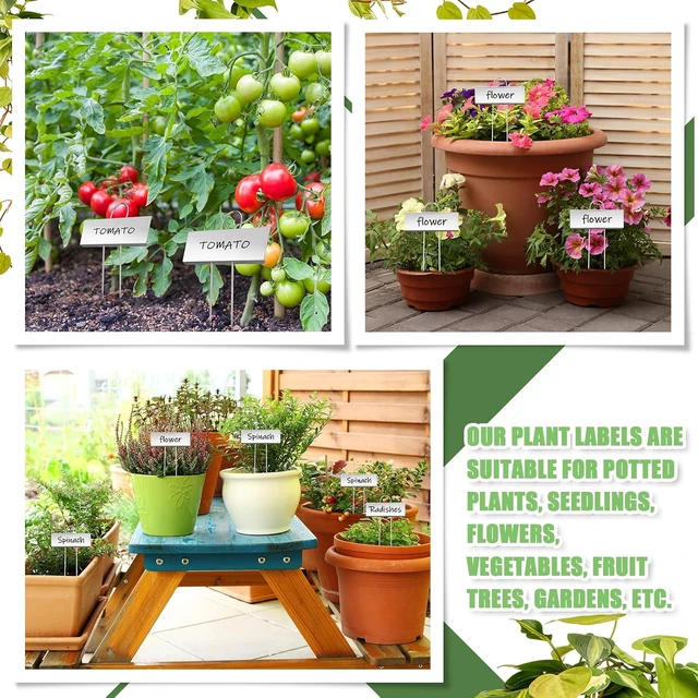 Alt view image 7 of 7 - 62 Pcs 10.6 Inch Stainless Steel Plant Labels with Pens Weatherproof Reusable Garden Markers for Flower, Fruit & Vegetable Seedlings (Silver Label with Black Ink)