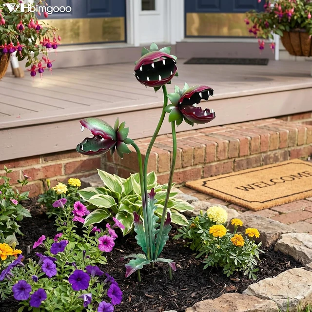 Alt view image 2 of 7 - 25 Inch Metal Venus Flytrap Garden Stake Outdoor Flower Yard Art