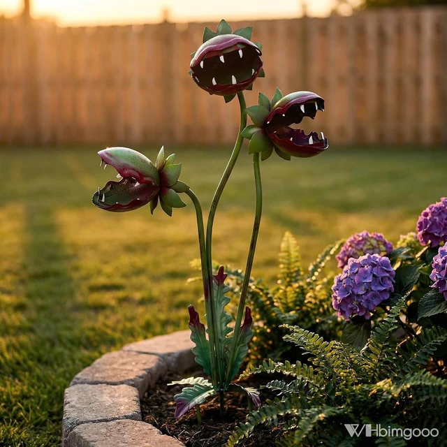 Alt view image 6 of 7 - 25 Inch Metal Venus Flytrap Garden Stake Outdoor Flower Yard Art